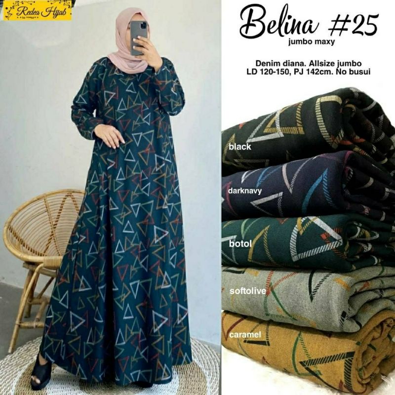 Belina #25 Jumbo Maxy, GAMIS MUSLIM WANITA JUMBO BAHAN DENIM DIANA LD 120 - 140 TERJUMBO TERMURAH