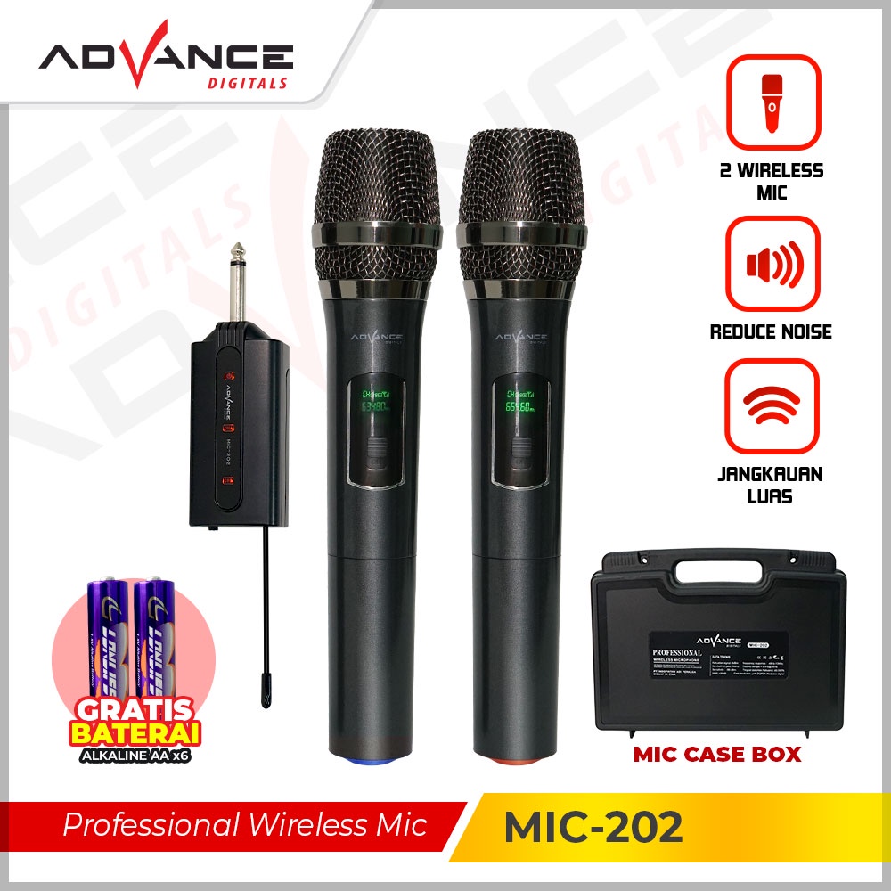 Advance Mic Wireless Mic 201/ 202/301- 2 mic Dua Microphone Garansi 1 Tahun