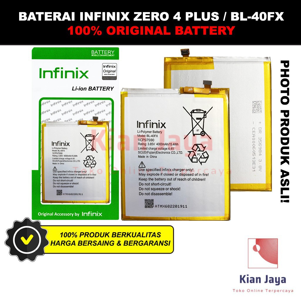 Baterai Infinix Zero 4 Plus / BL-40FX Batre Batrai Battery Hp BL40FX Original