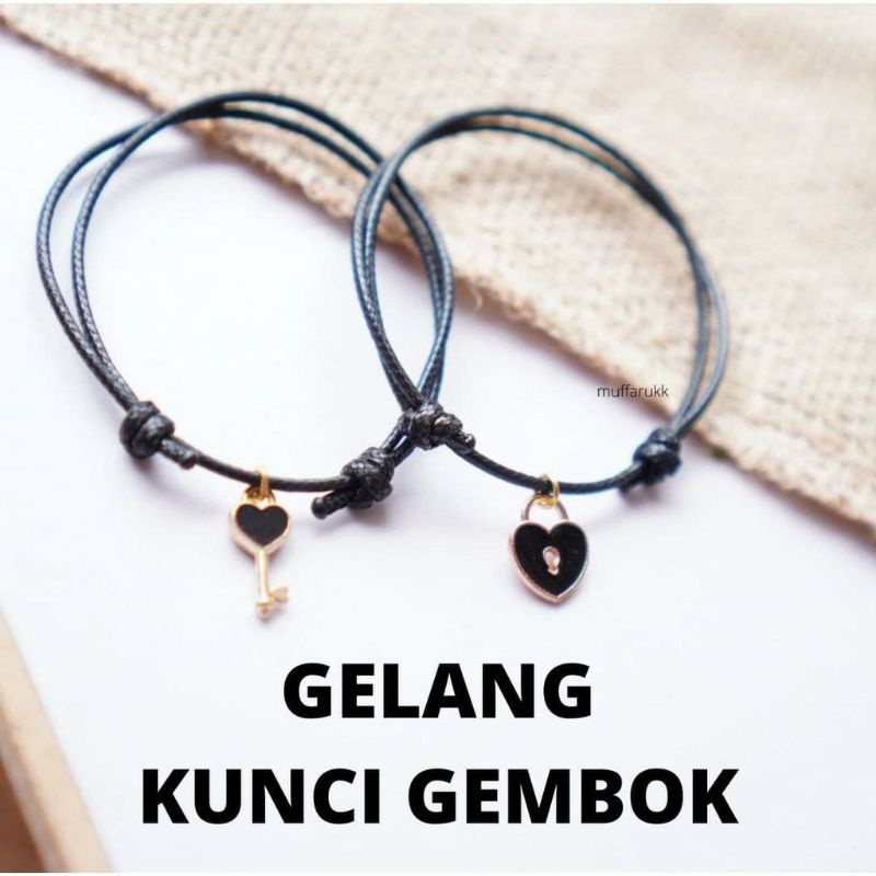 Bisa Cod Gelang gembok kunci dan kunci / Gelang liontin gembok dan kunci / couple / kunci / gembok