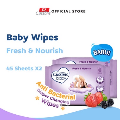 Cussons Wipes Ungu (Fresh&amp;Nourish) 50's+50's / Toko Makmur Online