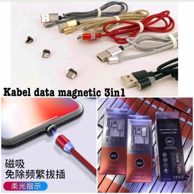 Kabel data magnet 3in1 (mirco / type c kabel data