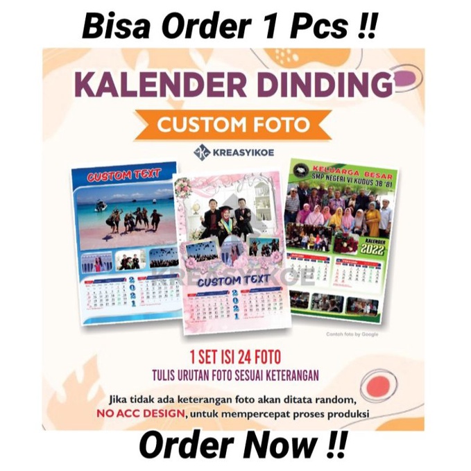 Kalender Dinding Custom Foto A3+ / kalender dinding custom desain suka suka / KALENDER CUSTOM HADIAH ULANG TAHUN, WISUDA, PERNIKAHAN