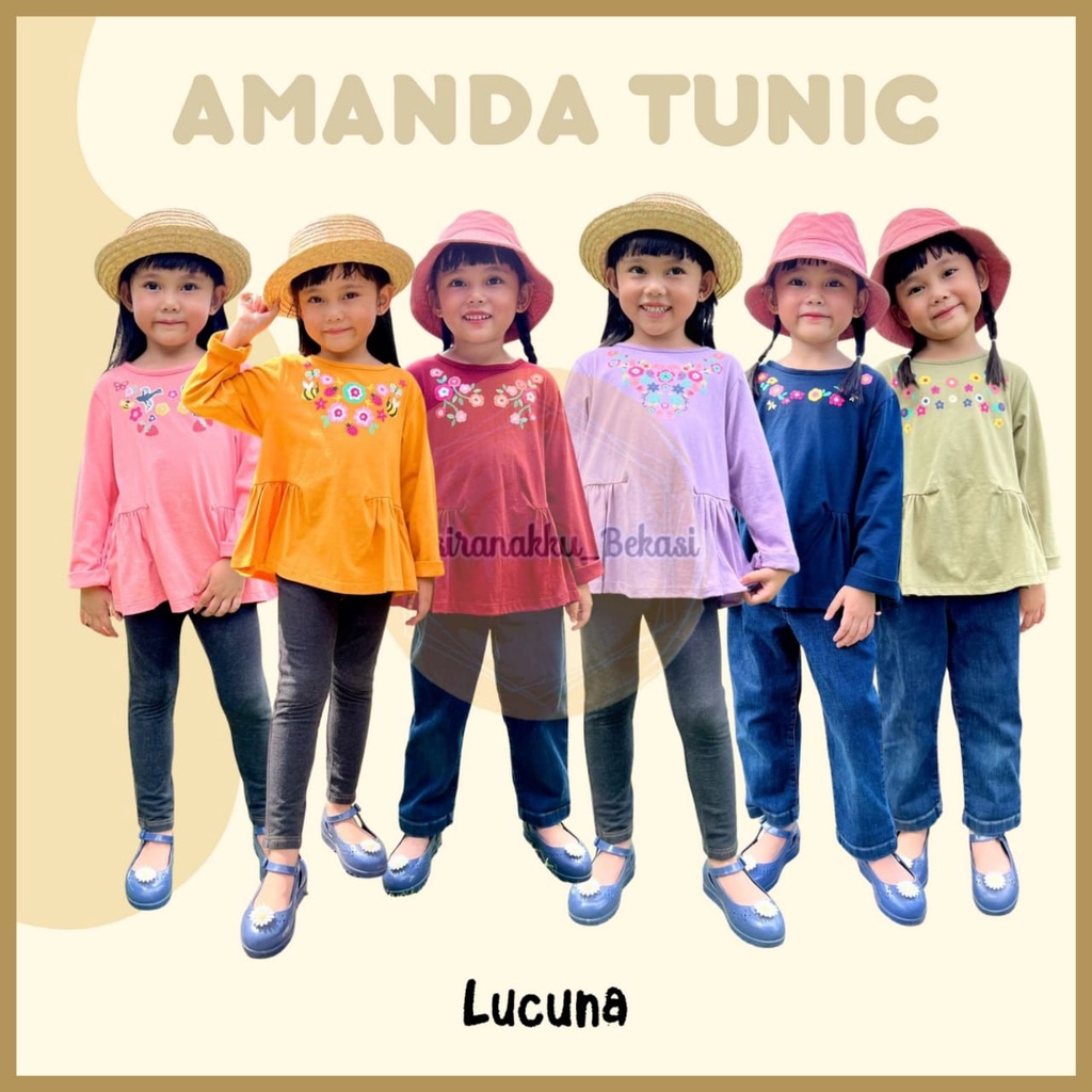 Tunik Anak Amanda Long Tee Lucuna Mix Warna Size 1-5 Tahun