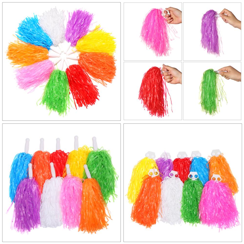 Wonder 1pasang Cheerleader Pompom Konser Fancy Double hole handle Penghias Pesta Tari