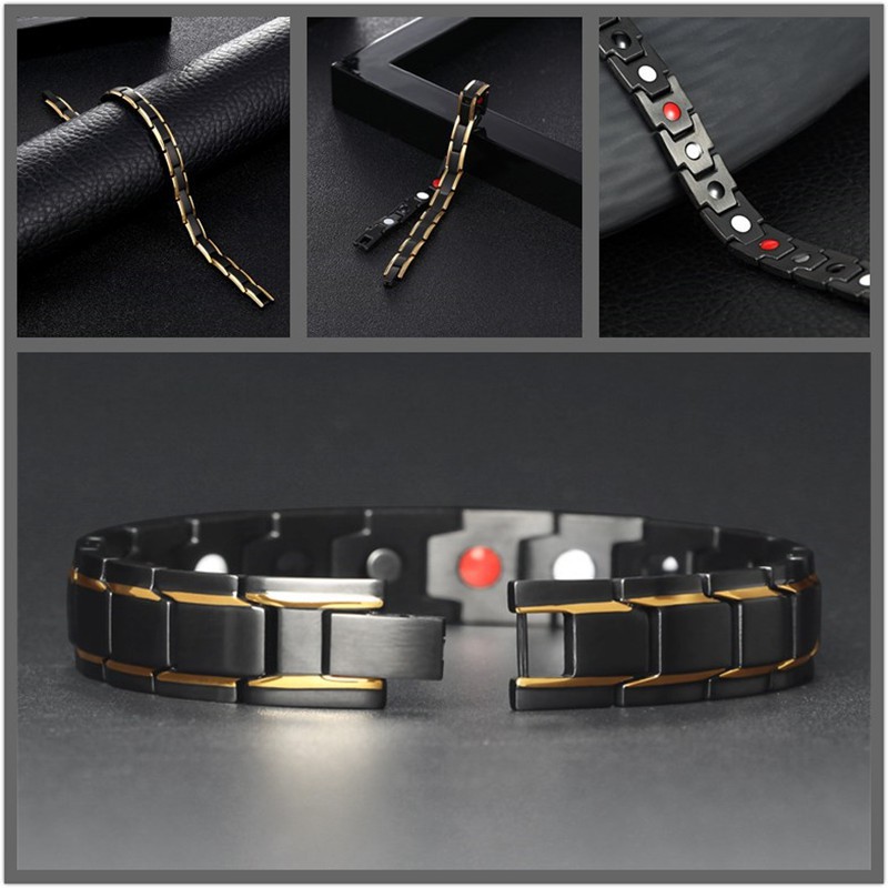 Aksesoris Fashion Pria: Gelang Kesehatan Pria Bahan Titanium Magnetic Bio Magnetik Anti-Letih