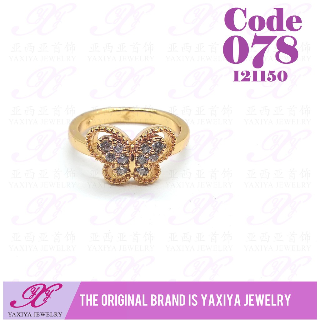 

Cincin Emas Motif Kupu - Kupu Permata Perhiasan Lapis Emas 18K Yaxiya Jewelry 078