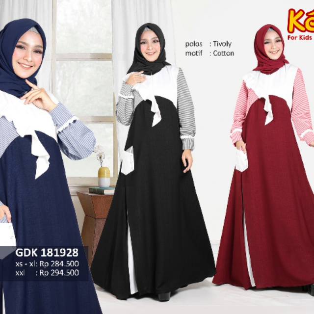Gamis Remaja Trendy Keke GDK 181928 Busui Bahan Tivoli XS sd xl , Xxl  tambah 10.000