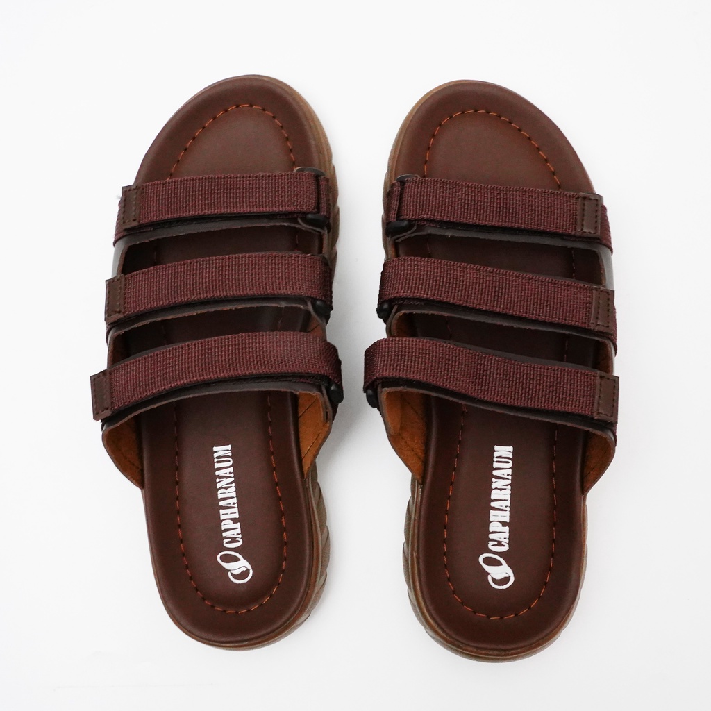 CAPHARNAUM [RB 403] Sandal Pria Premium Kulit/ Sandal Cowok Korea Anti Slip/ Sandal Slide Cowok