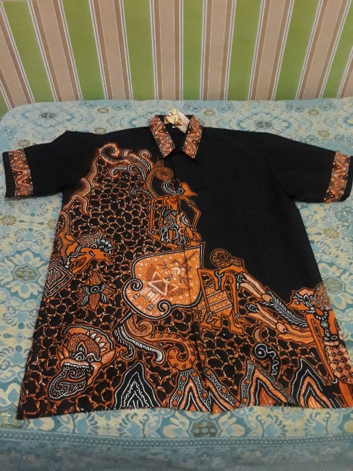 Kemeja Batik Pria Baju Fashion Pria Batik Wayang Susun Biru
