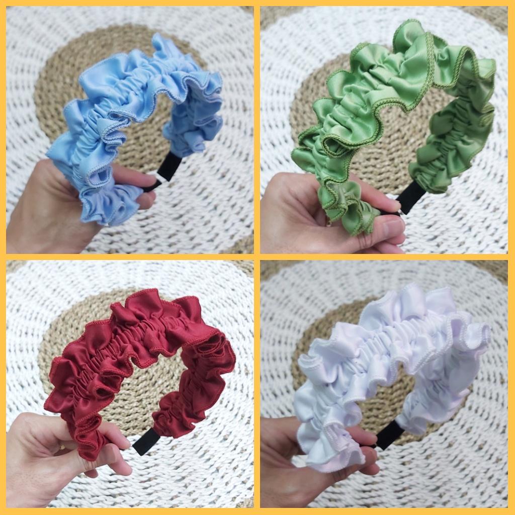 Bando Kerut Korea Nagita 2 Lapis / Headband Scrunchie 2 Layers