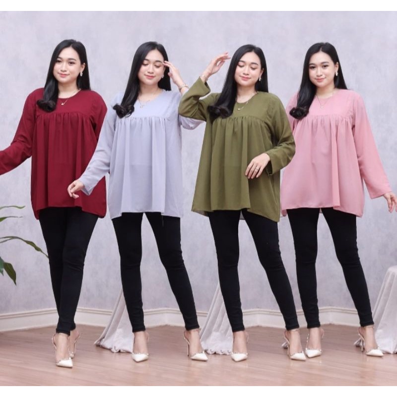 Blouse Ceruty Import Premium Quality Polos Kerut