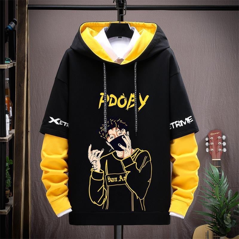 SWEATER HOODIE PRIA LENGAN PANJANG KOMBINASI HOOD PDOBY DISTRO COWOK PREMIUM