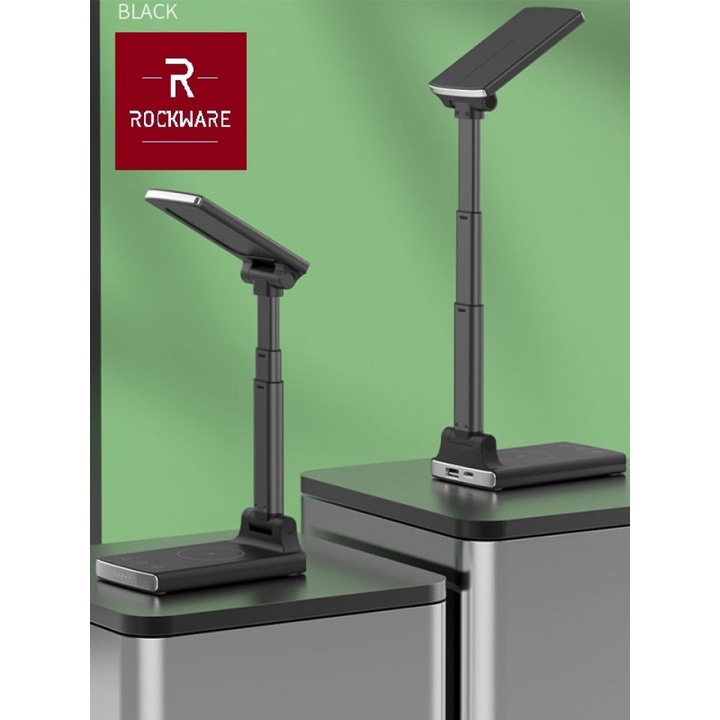 89 ROCKWARE RW-T11 - Lampu Meja Portabel dengan Wireless Charger 15W