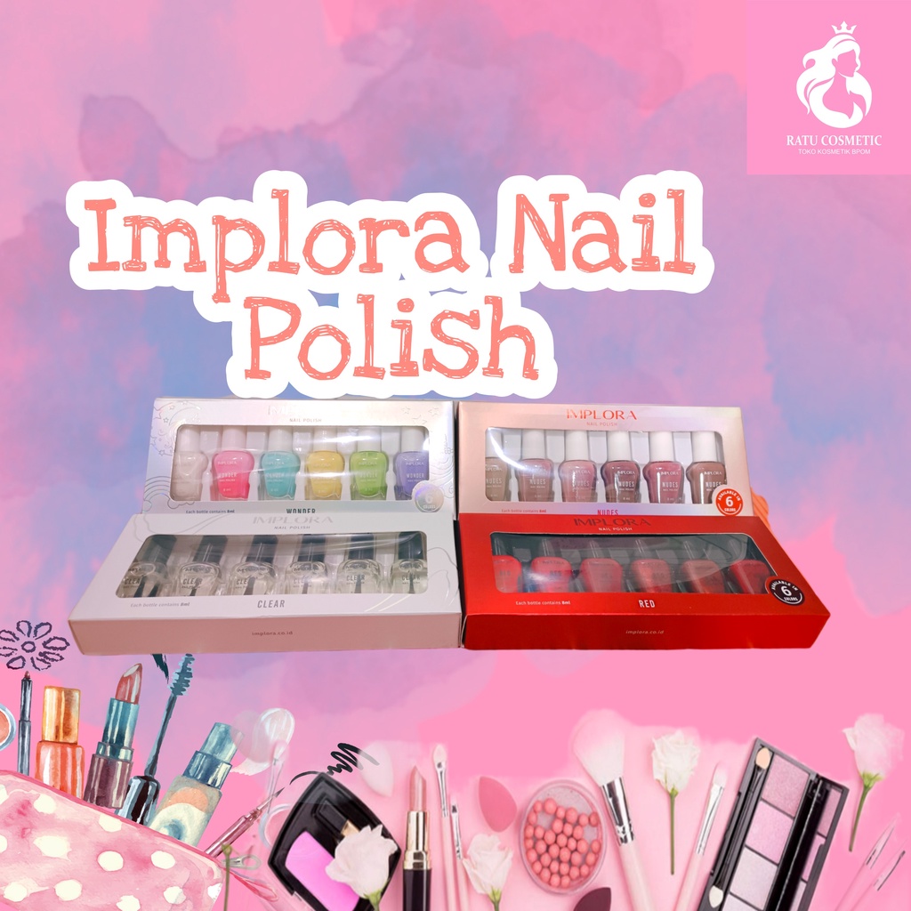 Kutek Implora Nail Polish Nudes l 8ml Original 1Bok Isi 6 Pcs