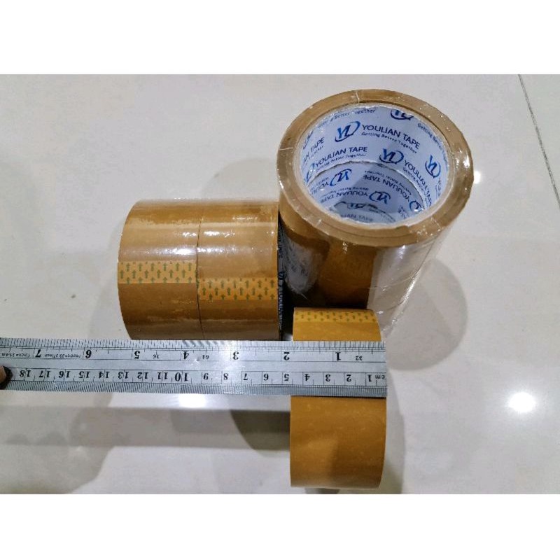 LAKBAN BENING COKLAT  MURAH KUAT KOKOH PLESTER  TAPE  90 yard 45 mm #mbokbejo