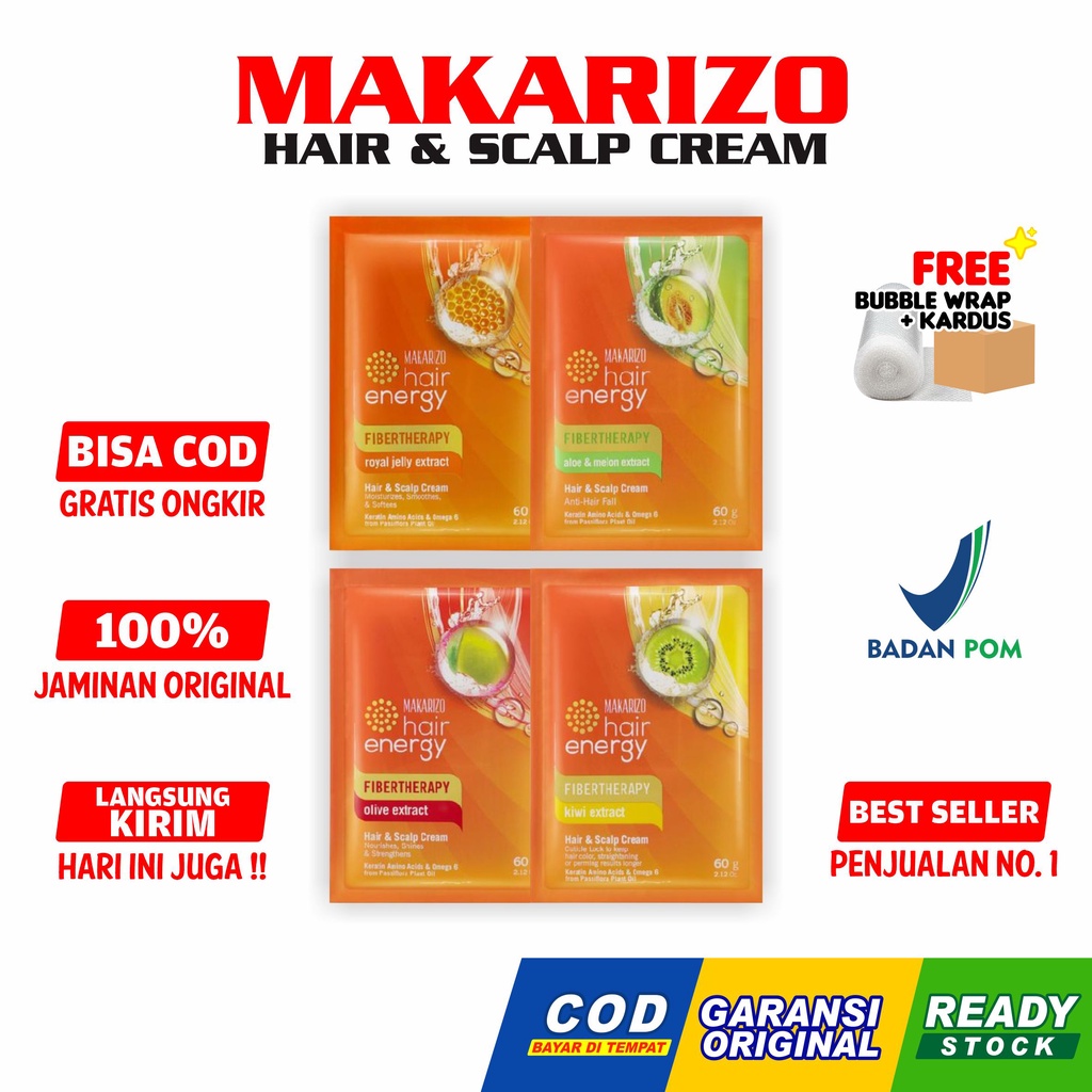 Makarizo Hair Energy Creambath Fibertherapy Sachet Masker Rambut BPOM 30gr 60gr Sachet