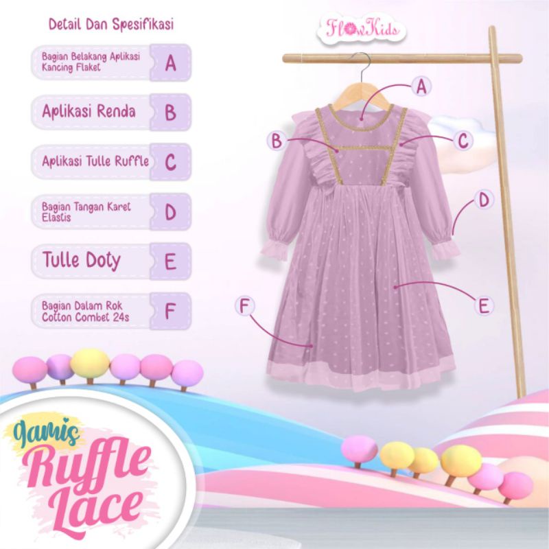 Afsheenstore Gamis Anak Ruffle Lace Ready Size 2