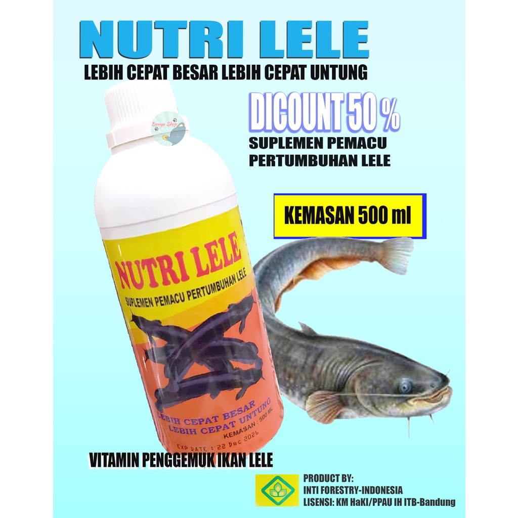 500 ML-NUTRI LELE Suplemen Pemacu Pertumbuhan Lele Lebih Cepat Besar Lebih Cepat Untung-VITAMING PENGGEMUK IKAN LELE-OBAT PENGGEMUK IKAN