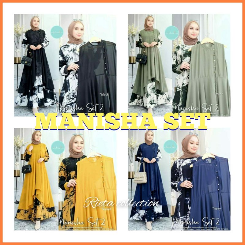 FASHION MUSLIM PAKAIAN WANITA GAMIS MANISHA SET 2 MAXY KEKINIAN TERMURAH