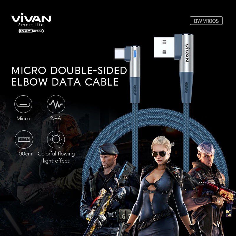 ORI VIVAN BWC100 Kabel Tipe C Kabel data Fast Charging 3A Gaming Siku Panjang 1M BWC (by 88)