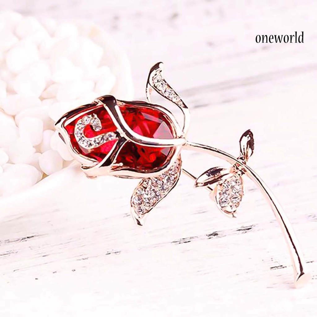 OW@ Brooch Stylish Rose Flower Design Alloy Women Girls Button Brooch for Bouquet