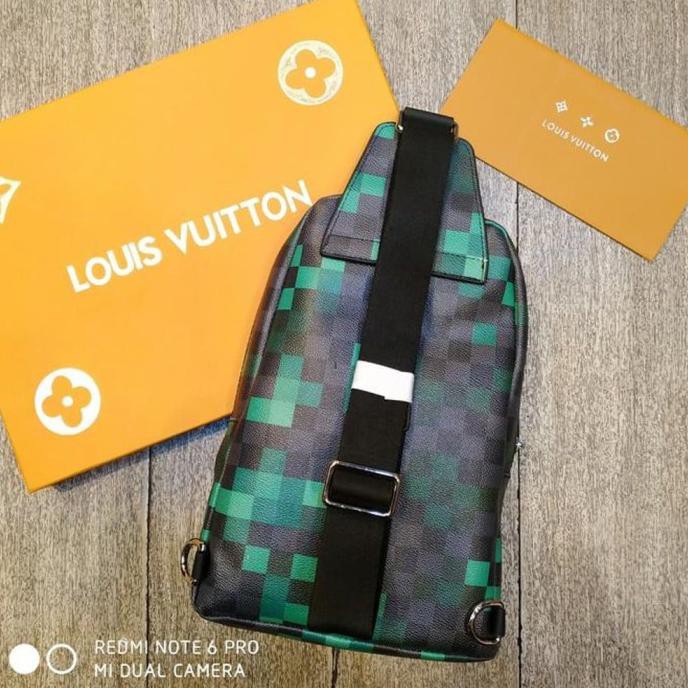 PROMO BODYBAG-TAS PRIA-TAS KULIT-TAS SELEMPANG LV GRAPHYTE HIJAU GRADE ORI |Tas Selempang Pria