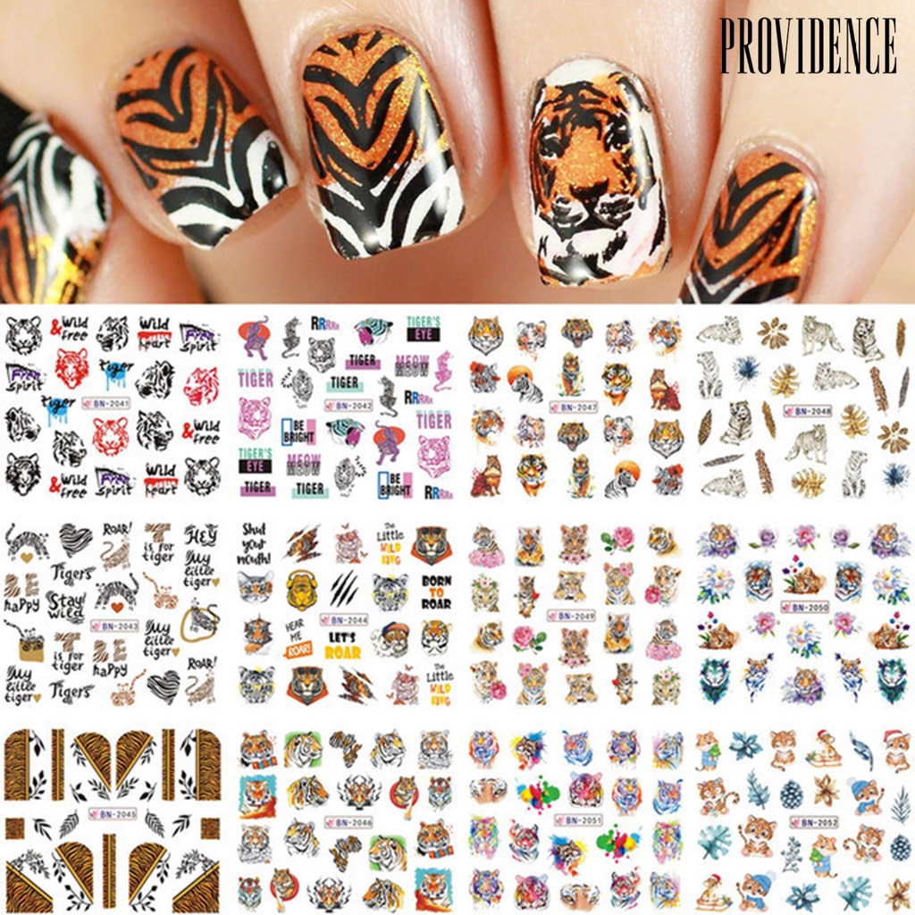 Providence Stiker Kuku Motif Macan Bahan Kertas Ringan Untuk Manicure Tahun Baru 2022