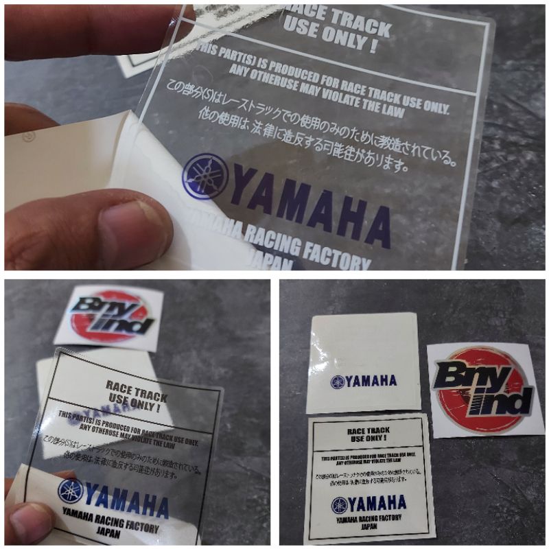 STICKER PERINGATAN YAMAHA WARNING YAMAHA RACE TRACK USE ONLY JAPAN TRANSPARAN