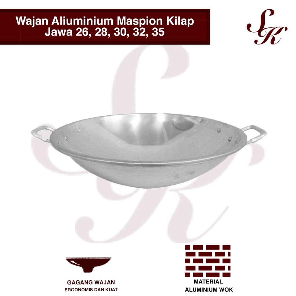 Wajan Aluminium Maspion Kilap Jawa Aneka Ukuran 26/28/30/35/41 cm