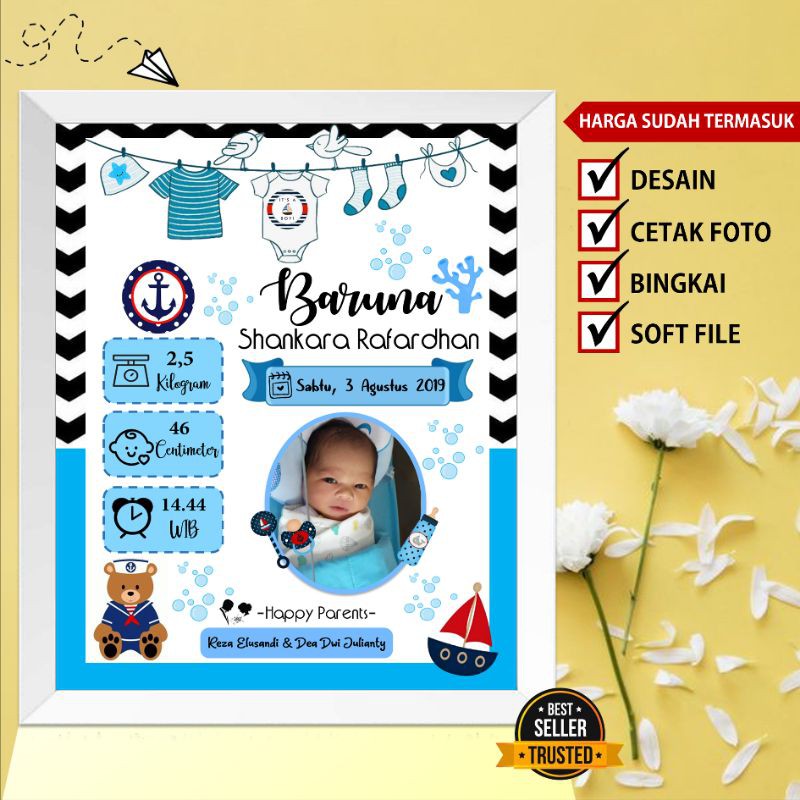 Bingkai foto kelahiran bayi/kado kelahiran unik/dll