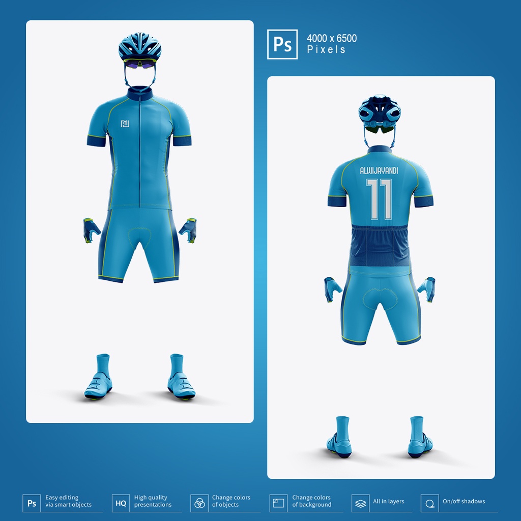 MOCKUP JERSEY SEPEDA LENGAN PENDEK - RESOLUSI 4000x6500 Pixels