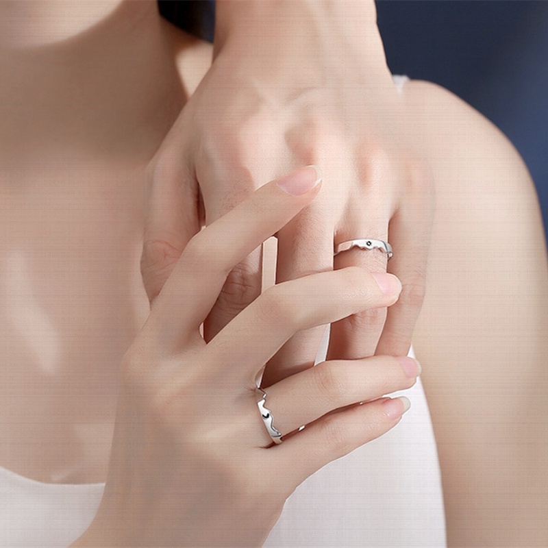 Adjustable Sun Moon Couple Rings Minimalist Silver Color Opening Rings for Men Women Couple Engagement Jewelry Gift