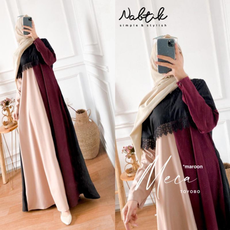 gamis muslimah Meca polos terbaru original by nabtik gamis simple