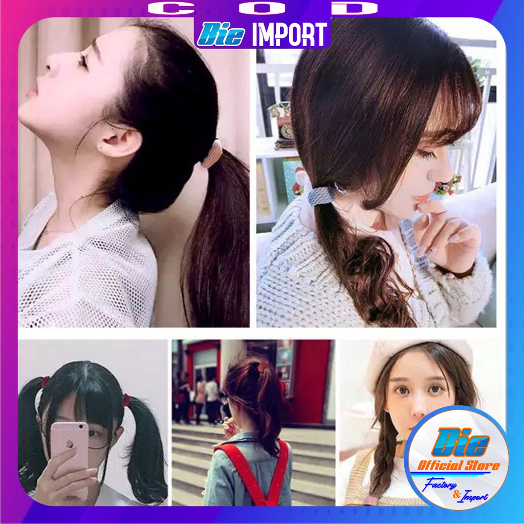 isi 10 Ikat Rambut Korea Donat Premium Free Pouch Impor Best Seller