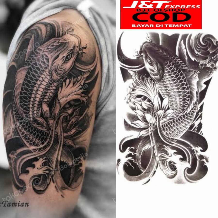 { BISA COD } TATO TEMPORER / Temporary Tatoo palsu sticker IKAN KOI FISH