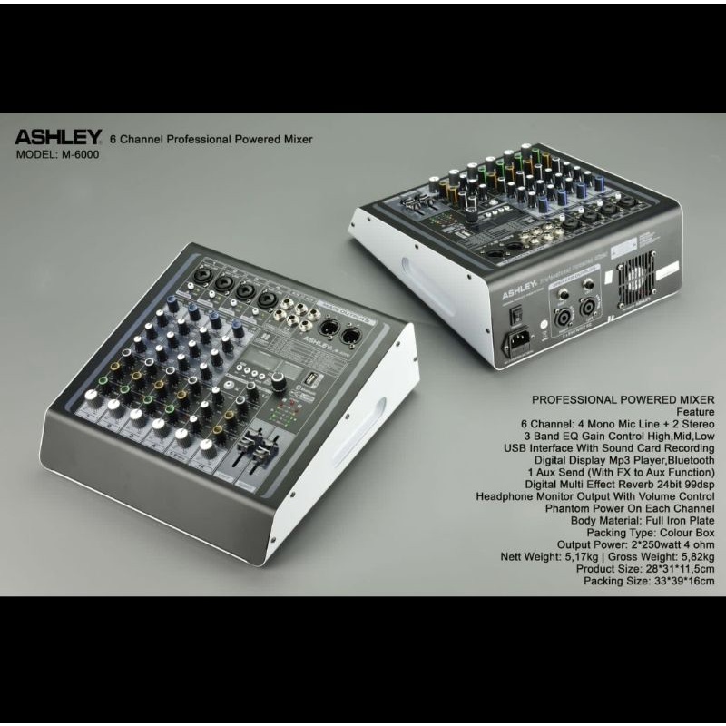 Power mixer ashley m6000 m 6000 4CH usb bluetooth original