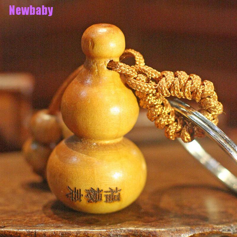 (Newbaby) 1pc Gantungan Kunci Kayu Mahoni Tradisional Cina Fortune