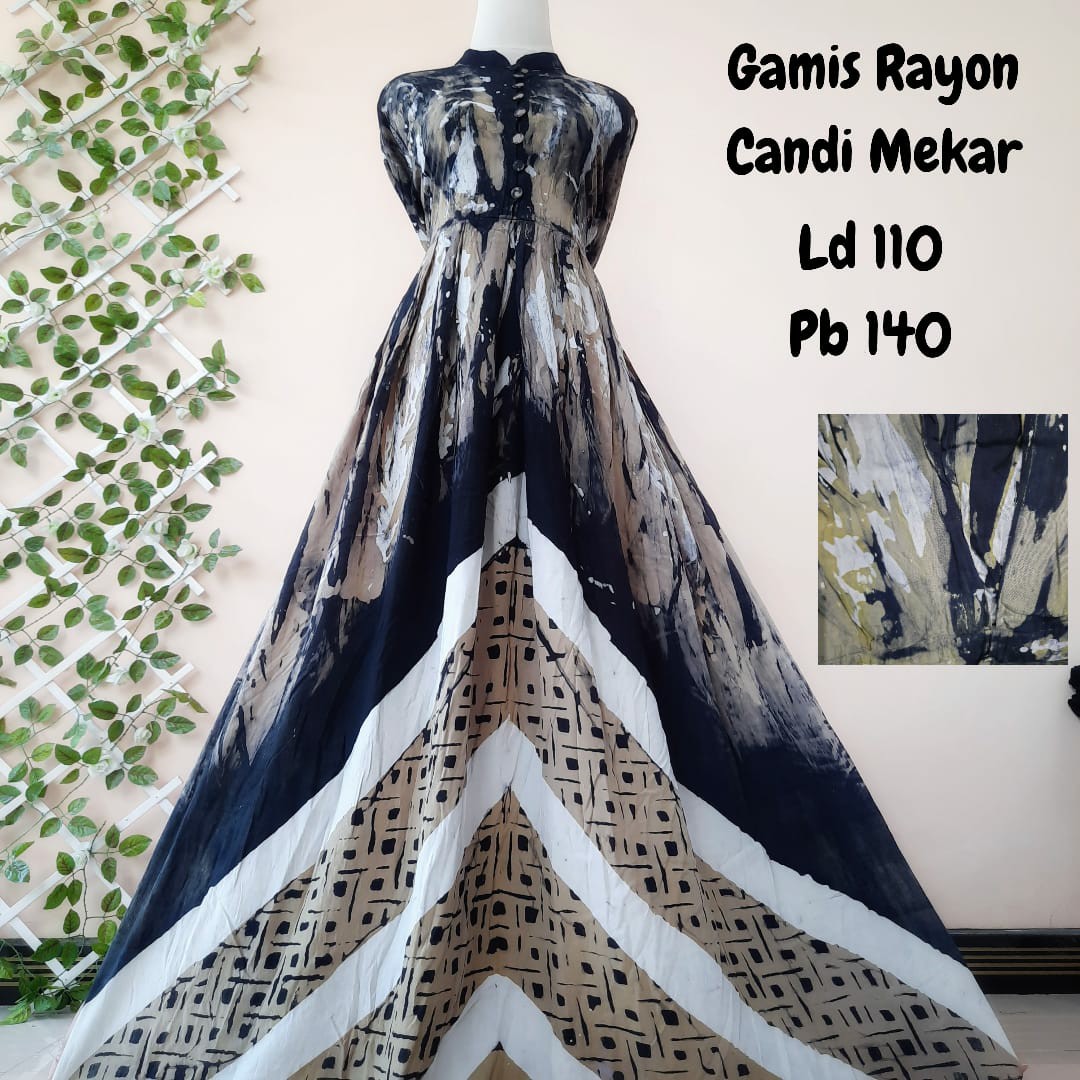 Gamis Kombinasi Batik Hanacaraka