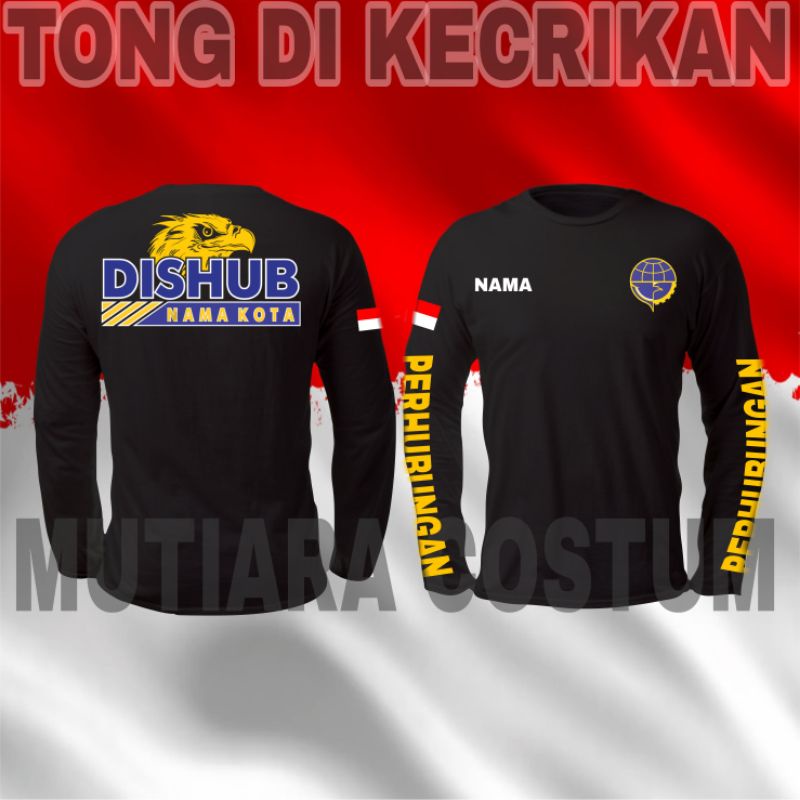 Kaos Tangan Panjang Dishub/Baju Atasan Dishub Dinas Hitam Tangan Panjang