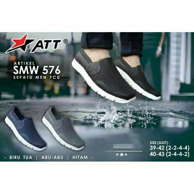 gos ATT SMW 576 &amp; SAF 1146 SEPATU KARET SLIP ON Sepatu Cowok Casual Empuk Tidak Lecet Ringan Tanpa Tali