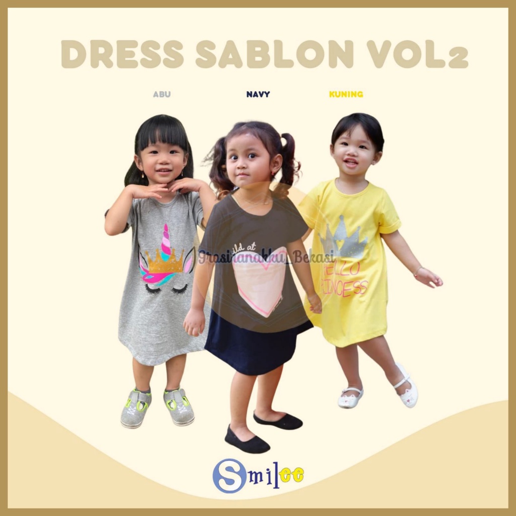 Daster Anak Smilee Sablon Vol 2 Mix Motif Size 1-5 tahun