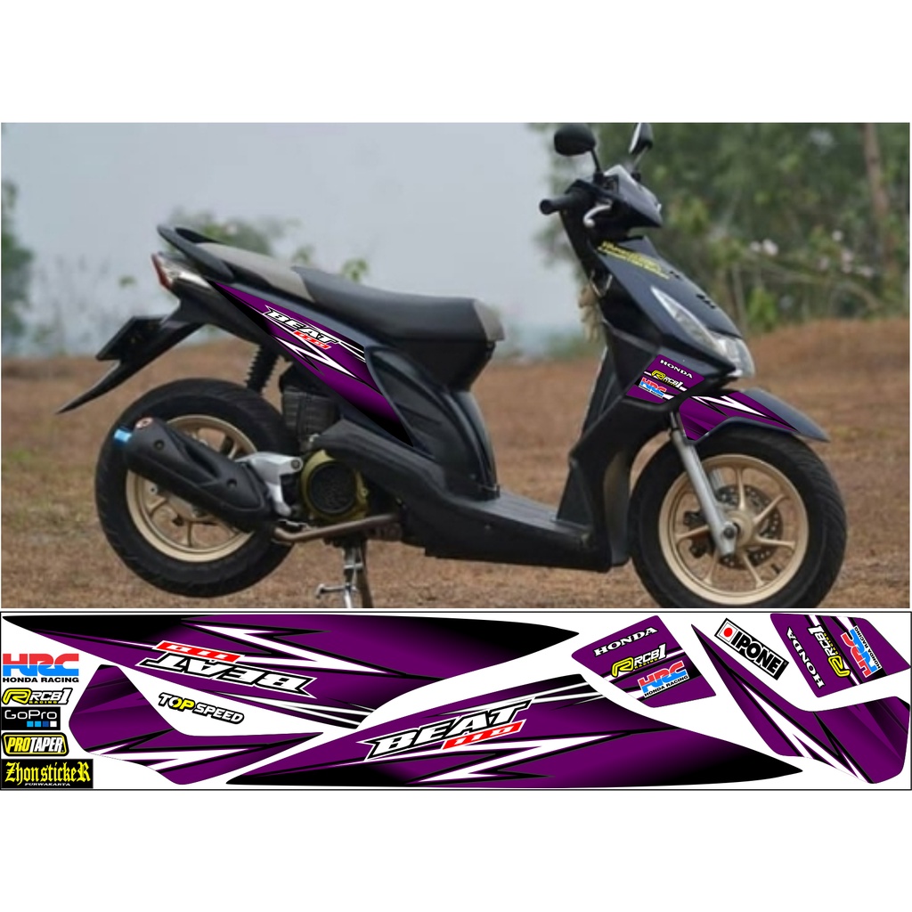 Jual striping variasi honda beat karbu/old sticker racing plat bodi