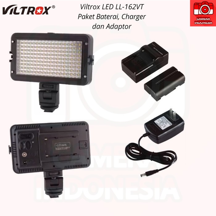 Paket Lampu LED viltrox LL-162 VT plus adaptor BATRE DAN CHARGER