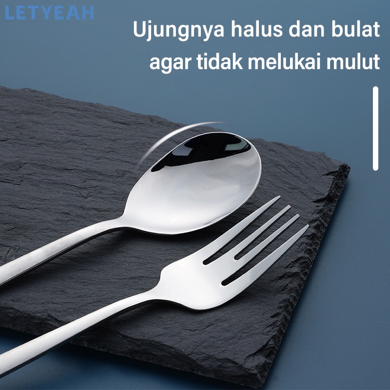 letyeah Cutlery set stainless 304 peralatan makan sendok garpu set portabel