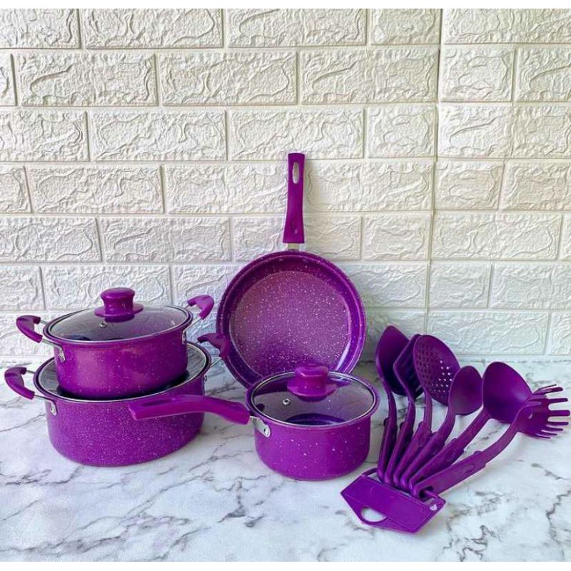 Cookware Set 13 pcs - Panci Set  [ PANCI SET 13pc ] Panci Set Spatula Teflon All in