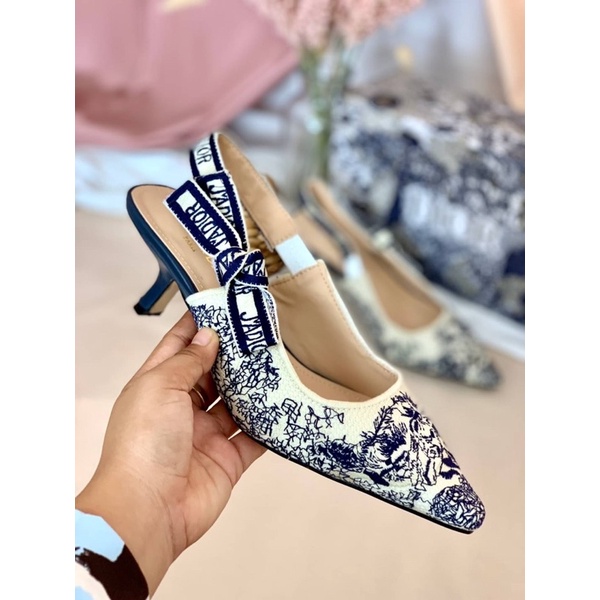 SEPATU WANITA DS012 DR EMBROIDER HEELS SHOES PREMIUM IMPORT