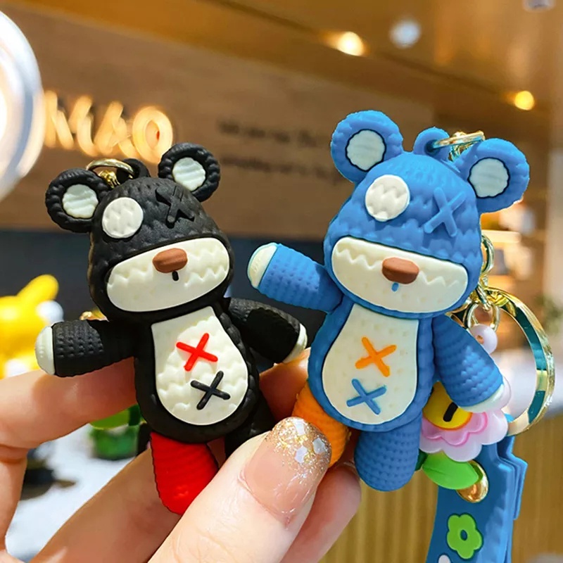 GANTUNGAN KUNCI BONEKA BERUANG // Ganci Karakter Boneka Beruang X Bear Doll Unik Lucu | Gantungan tas | Bag Charm | Souvenir Murah | Keychain | COD