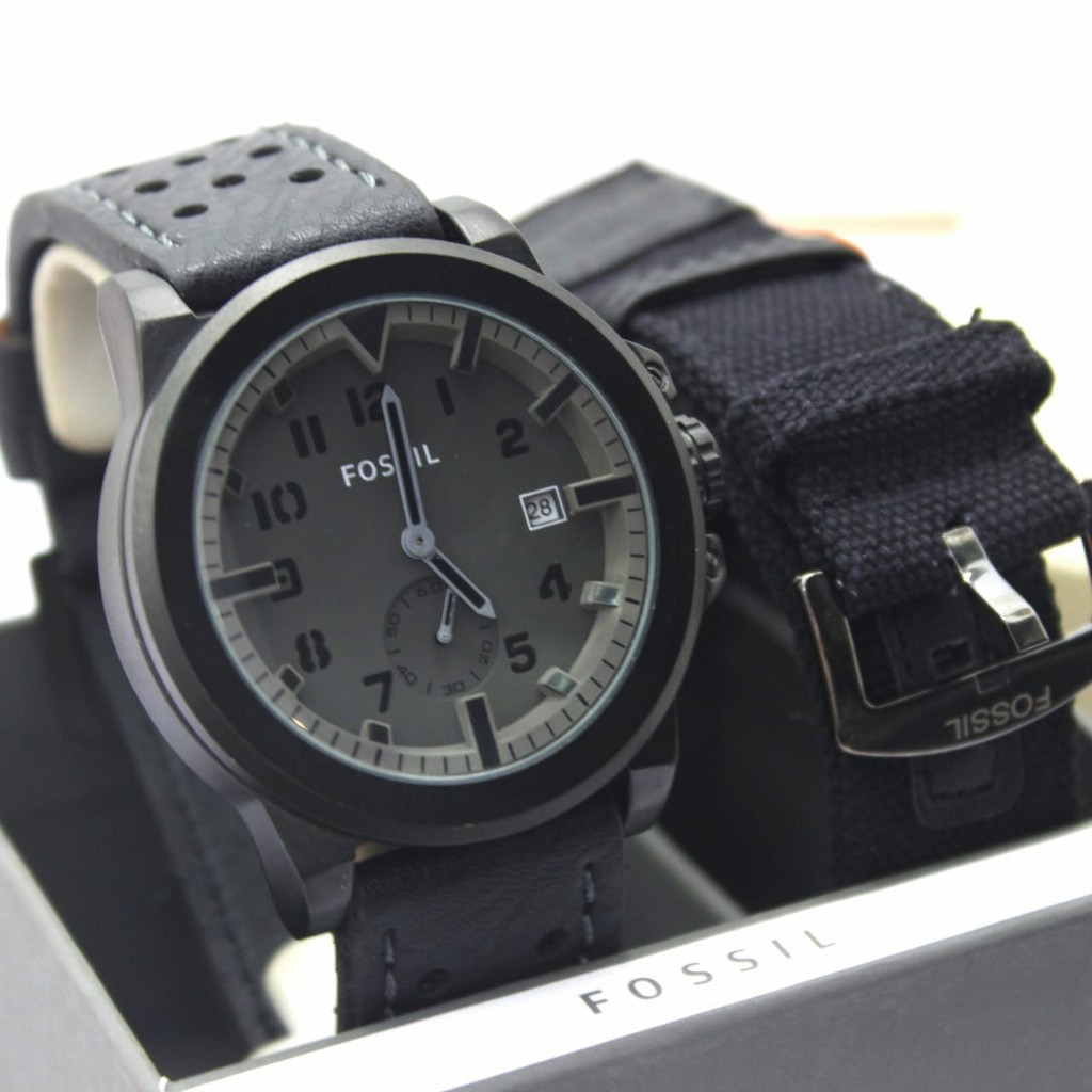 Best Seller  Jam Tangan Pria Fs 6083 Chrono Detik Aktif  Set Paket Box + Kanvas