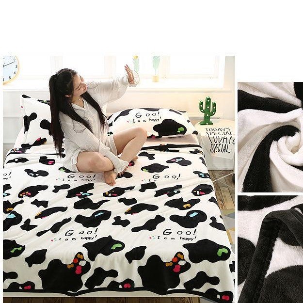 Selimut Bulu Polos 150X195 Cm VD531  Motif Salur 150X200 Impor Termurah Terlaris - Sapi